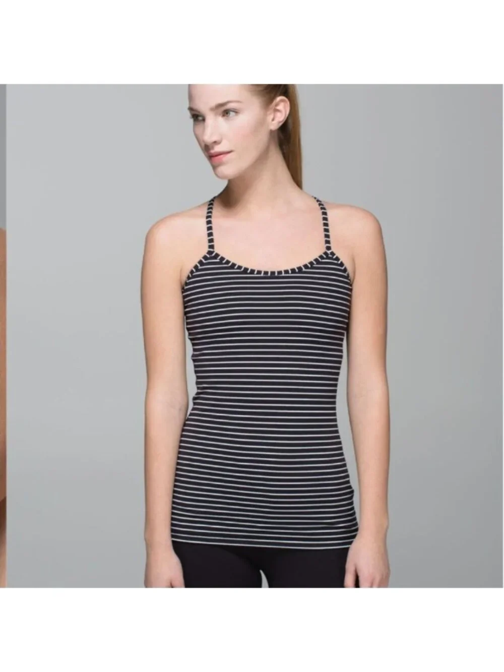 Lululemon Power Y Tank *Luon Parallel Stripe Black White